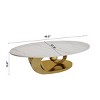 49" Oval Coffee Table, Faux Marble Top with Stainless Steel Base, Contemporary Center Table for Living Room-Panipeachy - 4 of 4