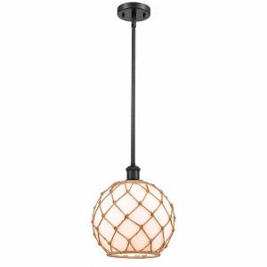 Farmhouse Rope - 1 Light Stem Hung Mini Pendant In Industrial Style-13 Inches Tall and 10 Inches Wide - 1 of 1