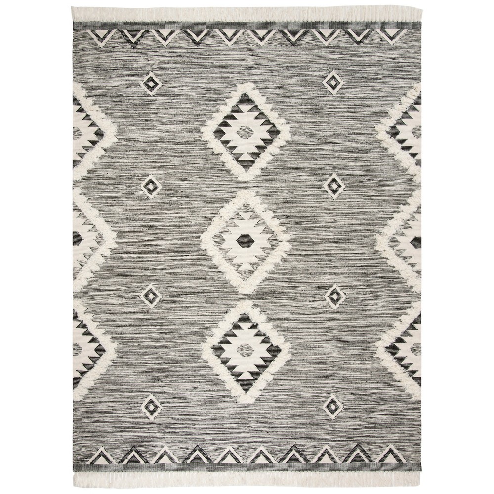 9'x12' Estella Geometric Design Knotted Rug Black/Ivory - Safavieh