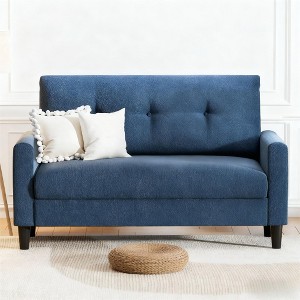 Dyonery 50'' corduroy sofa, comfortable small sofa, living room, small sofa with deep seat spring pads, solid wood frame, tool-free assembly - 1 of 4
