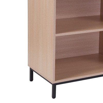Kids Black and Oak Wood Grain 4-Shelf Bookcase