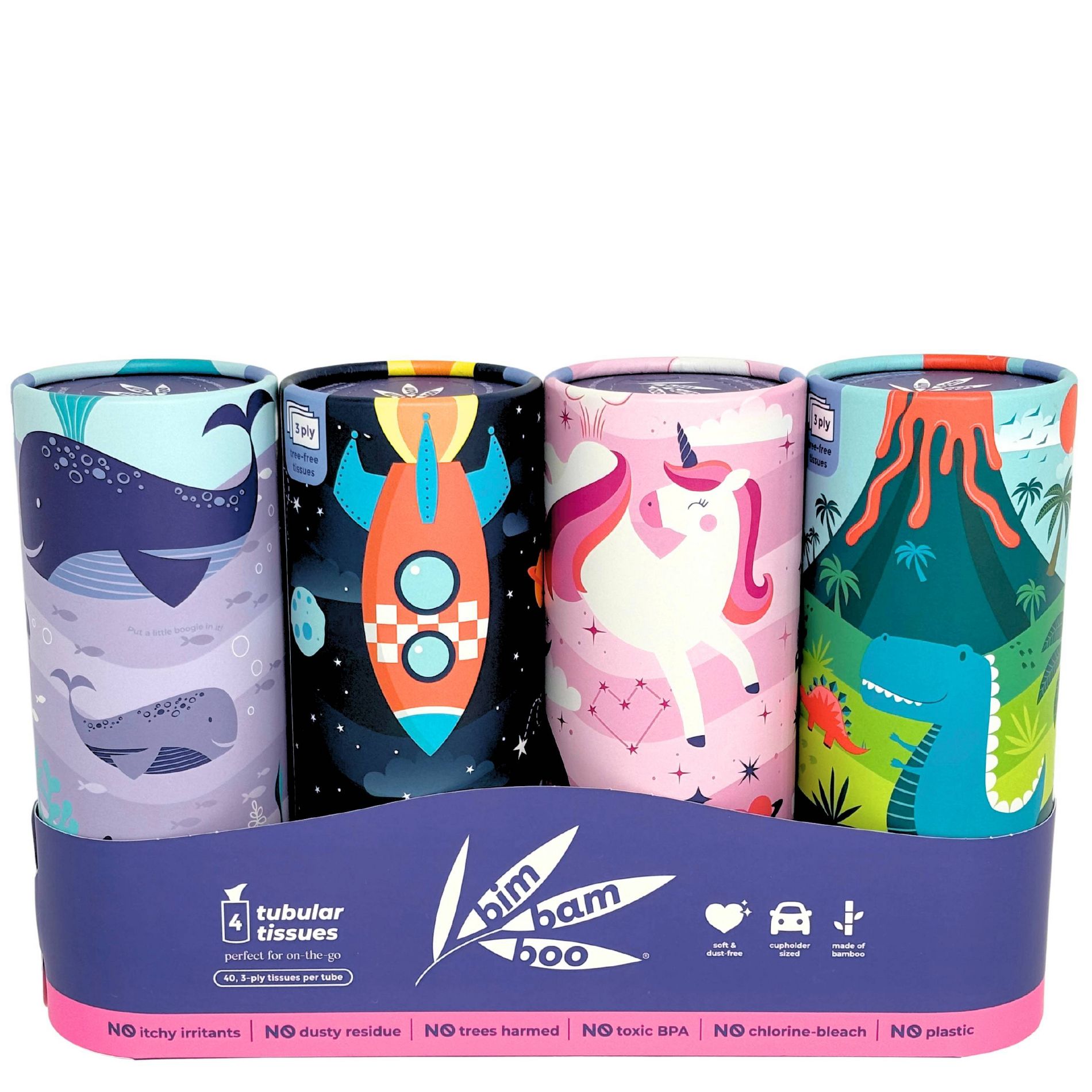 Bim Bam Boo Tubular 3-Ply Bamboo Ultra Soft Facial Tissue - 4pk Travel Size/160ct