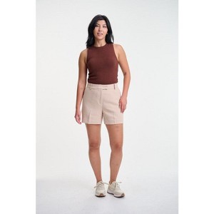 Lafidi Women’s Avia Hi-Rise Tailored Shorts, Flat Front Crepe Fabric, and Slash & Welt Pockets for a Polished Professional Look - 1 of 4
