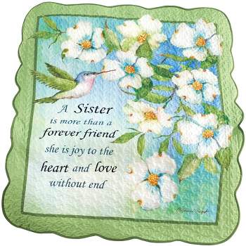 Collections Etc Hummingbird Quilted Throw with Sister Sentiment Saying THROW