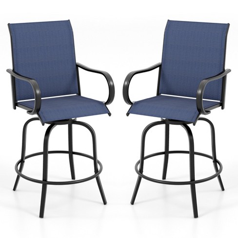 Tangkula Outdoor Swivel Bar Stool Set of 2 w/Breathable Fabric and Heavy Duty Metal Frame - image 1 of 4