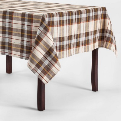 brown tablecloth