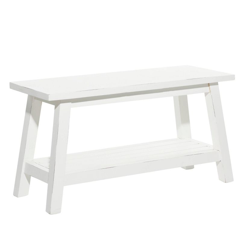 Farmhouse Solid Wood Bench White - Olivia &#38; May, 1 of 9