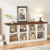 8 Cube Storage Organizer Bookshelf, 3 Tier Farmhouse Horizontal Bookcase, 62 Inch Wood Storage Bookcase for Entryway, Long Low Bookshelves - 3 of 4