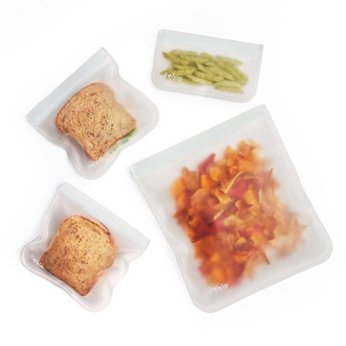 (re)zip Reusable Leak-proof Food Storage Stand-Up Bag Kit - Snack, 2-Cup,  Quart - Clear - 3pc