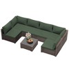 UPHA 7-Piece Brown Rattan Patio Sofa Conversation Set with Cushions - 2 of 4