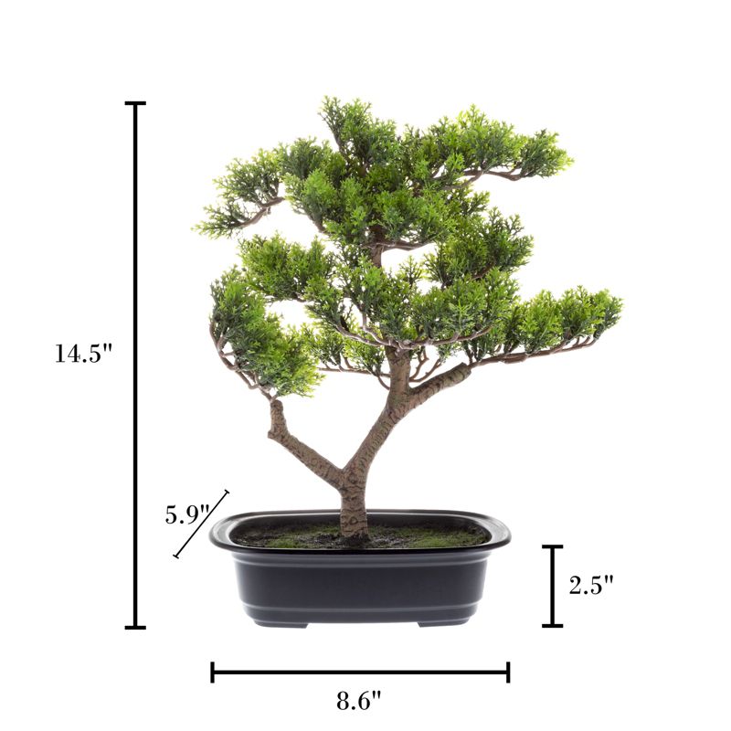 Nature Spring 14.5-Inch Artificial Bonsai Tree - Faux Pine Bonsai Topiary for Desk, Tables, or Shelves, Realistic Plastic Greenery and Ceramic Planter, 3 of 6