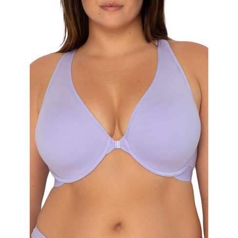 Women's Bra Full Coverage Underwire Support Unlined Plunge Front Closure  Bras Plus Size (Color : Silver, Size : 34D)