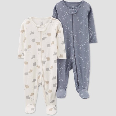 Carter's Just One You® Baby 2pk Bear SLeep N' Play - Gray/White 3M
