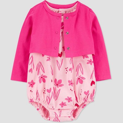 Image of Carter's Just One You® Baby Girls' Valentine's Day Hearts & Bubble Romper with Cardigan Sweater - 6M