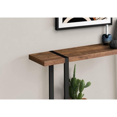 48" Brown Reclaimed Wood and Black Metal Console Table