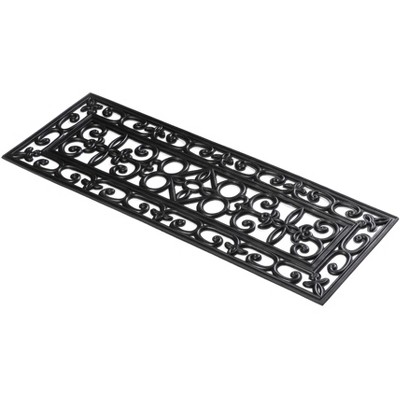 Black Scrollwork Rubber Anti-Slip Stair Tread Mats, Set of 4