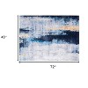 HomeRoots 4' X 6' Blue and Yellow Abstract Printed Washable Non Skid Area Rug - 3 of 4