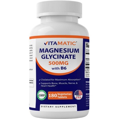 Magnesium Glycinate 500mg per Tablet 180 Vegetarian Tablets
