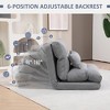 Folding Floor Chair, Convertible Lazy Sofa Bed, Floor Couch with 6-Position Adjustable Backrest and Pillow for Reading, Gaming, Meditating, Gray - 3 of 4