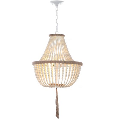 Cream Beaded Bohemian Bell Pendant Light