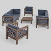 Brava 9pc Acacia Wood Sofa & Club Chair Set - Gray/Dark Gray - Christopher Knight Home - 2 of 4