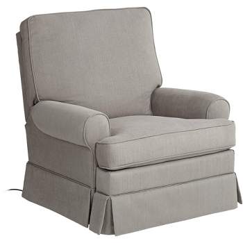 Elm Lane Slate Gray Glider Recliner Chair Modern Armchair Comfortable Push Manual Reclining Footrest for Bedroom Living Room