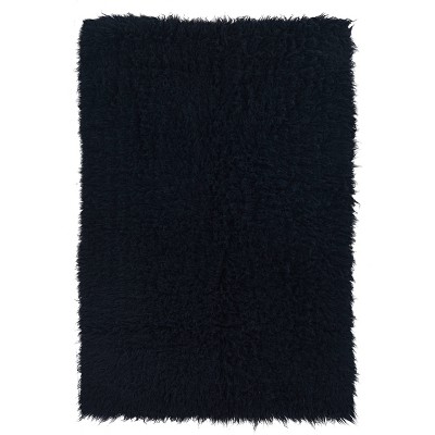 2'4"x4'3" New Flokati Rug Black - Linon