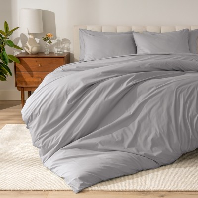 100% Organic Cotton Percale Duvet Cover and Sham Set by Bare Home