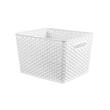 at Home Blush Pink Y-Weave Storage Basket, Small