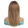Warm Brown Wigs with Bangs for Women Natural Straight Ombre Brown Wigs Shoulder Length Glueless Natural Straight Full Synthetic Wig 14 inch - 2 of 4