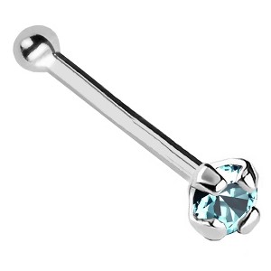 Jewelry Avalanche 22G 14K Gold Ball-end Nose Stud with Blue Topaz Gemstone - 1 of 2