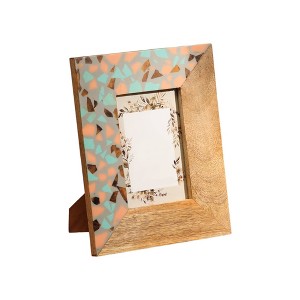 HomeRoots 4" x 6" Natural And Gray Faux Terrazzo Wood And Resin Tabletop Picture Frame - 1 of 4