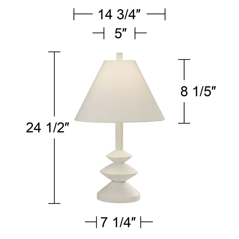 360 Lighting Ashely 24 1/2" High Mid Century Modern Accent Table Lamps Set of 2 White Finish Living Room Bedroom Bedside Nightstand House Office, 4 of 10
