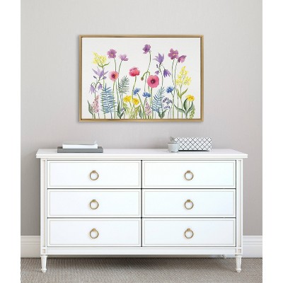 Wildflower Field Gold Framed Canvas Wall Art, 36" x 27"