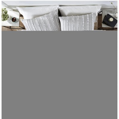 Gray King Cotton Comforter Set with Textured Stripes