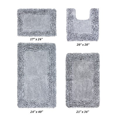Shaggy Border Collection 4-Piece Bath Rug Set 100% Cotton Tufted Weave Ruffle Border Pattern Bathroom Rug for Machine Washable Bathmat