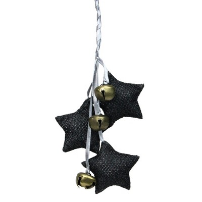 Northlight 10" Black and White Triple Star with Jingle Bells Christmas Ornament