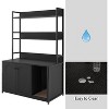 Litter Box Enclosure with Shelves, Wooden Hidden Cat Litter Box Enclosure Furniture with 2 Door, Indoor Cat Sanctuary House with Scratch Pad - 2 of 4