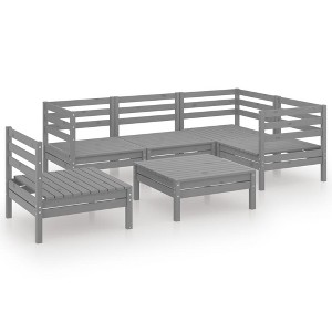 vidaXL Garden Lounge Set Solid Pinewood 6 Piece Set Modular - Gray - 1 of 4