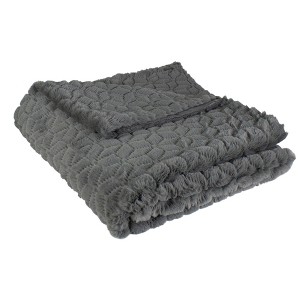Northlight Dark Gray Ultra Plush Faux Fur Throw Blanket 55" x 63" - 1 of 4