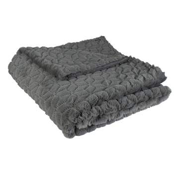 Northlight Dark Gray Ultra Plush Faux Fur Throw Blanket 55" x 63"