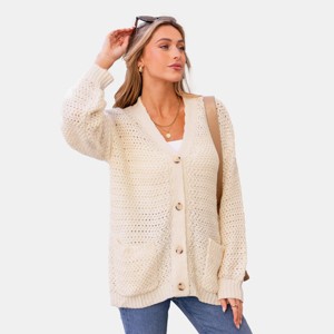 Women‘s Beige Effortless Chic Open Front Cardigan with Pockets - Cupshe - 1 of 4