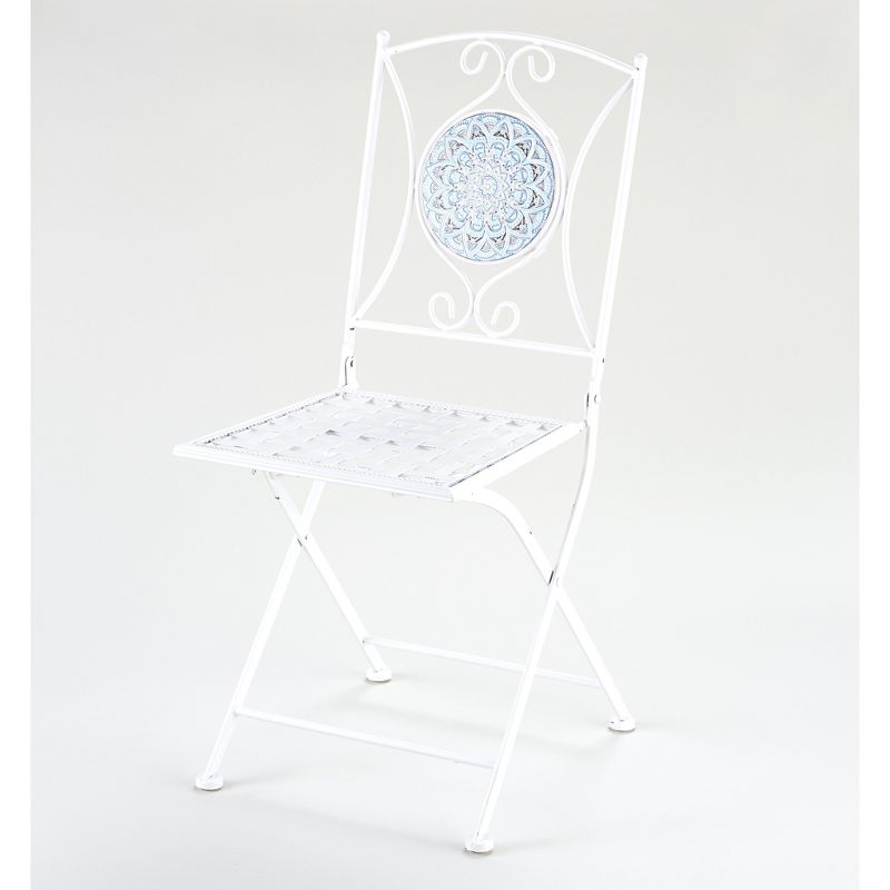The Lakeside Collection Metal Folding Patio Chair with Decorative Tile Mosaic, 1 of 6
