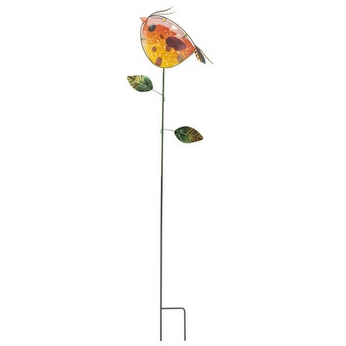 Evergreen Colorful Metal And Glass Bird Garden Stakes, Yellow : Target