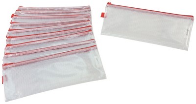 Sax Mesh Zippered Bag, 5 X 9 Inches, Clear With Black Trim, Pack