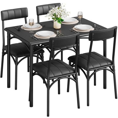 Dining Table Set for 4 with Upholstered Chairs, Kitchen Table and Chairs for 4, 5 Piece Dining Room Table Set