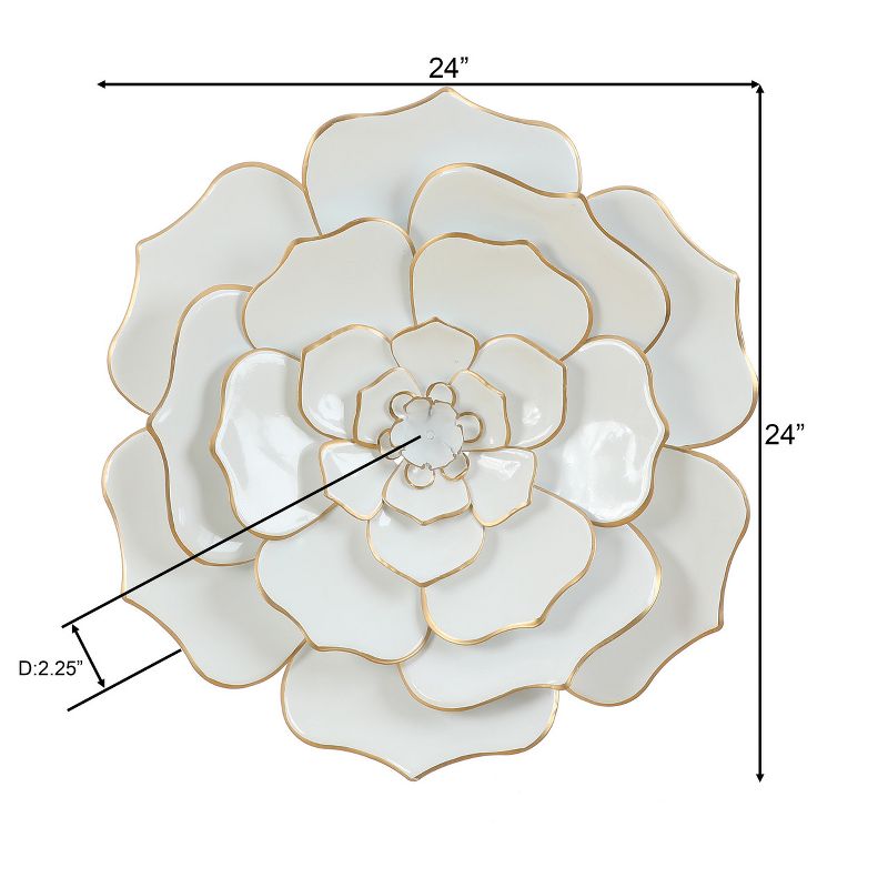 LuxenHome White and Gold Flower Metal Wall Decor, 5 of 14