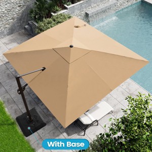 Crestlive Products 10.5FT Square Cantilever Umbrella Outdoor 360 Degree Rotation Offset Umbrella 6 Heights Adjustable with Base - 1 of 4