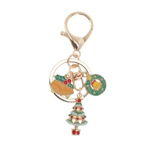 Unique Bargains Cute Christmas Keychain Double Ring Lobster Clasp Zinc Alloy 3.15" 1 Pc - 1 of 4