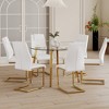 7-Piece Dining Set with Round Tempered Glass Table and 6 PU Armless Chairs - 2 of 4